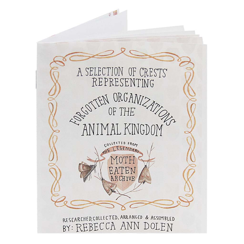 Collected from The Official Moth Eaten Archive the book includes full colour illustrations of the official crests from the animal kingdom. Each page features a different animal and features their special organizations.