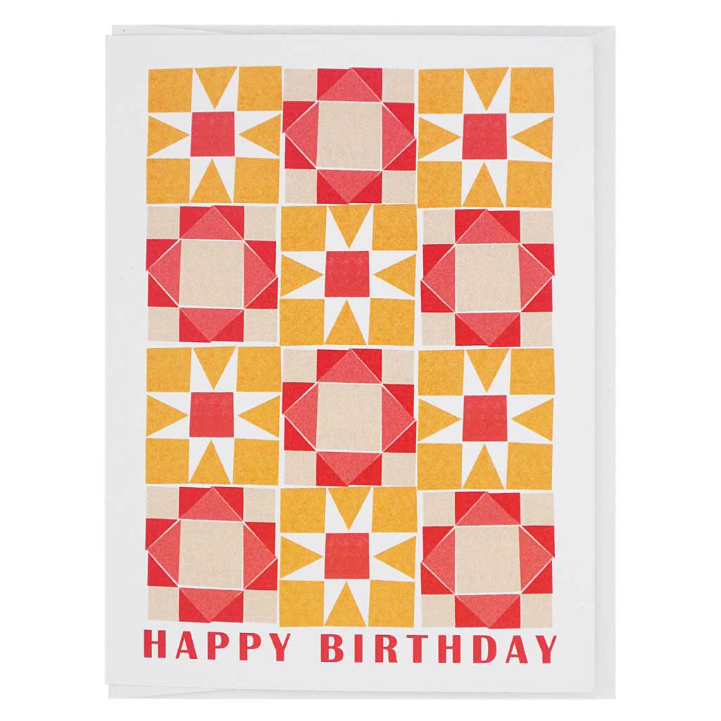 This pretty quilt pattern is sure brighten someones birthday. Measures 4¼” x 5½”, comes with a white envelope & is blank inside.