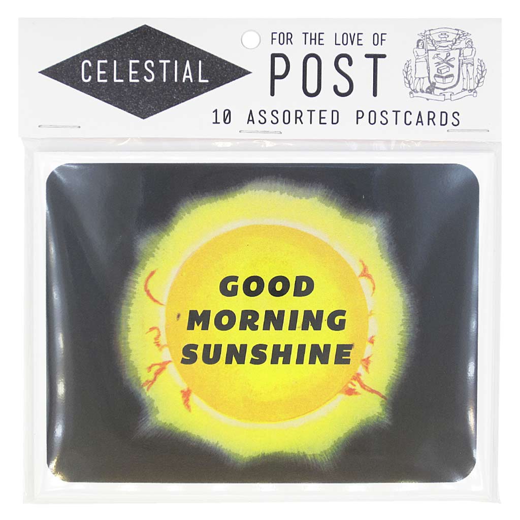 This pack of celestial themed postcards is perfect to send for almost any occasion. Contains 10 postcards, 2 of each design. Postcards measure 4 ¼” x 5 ½”.