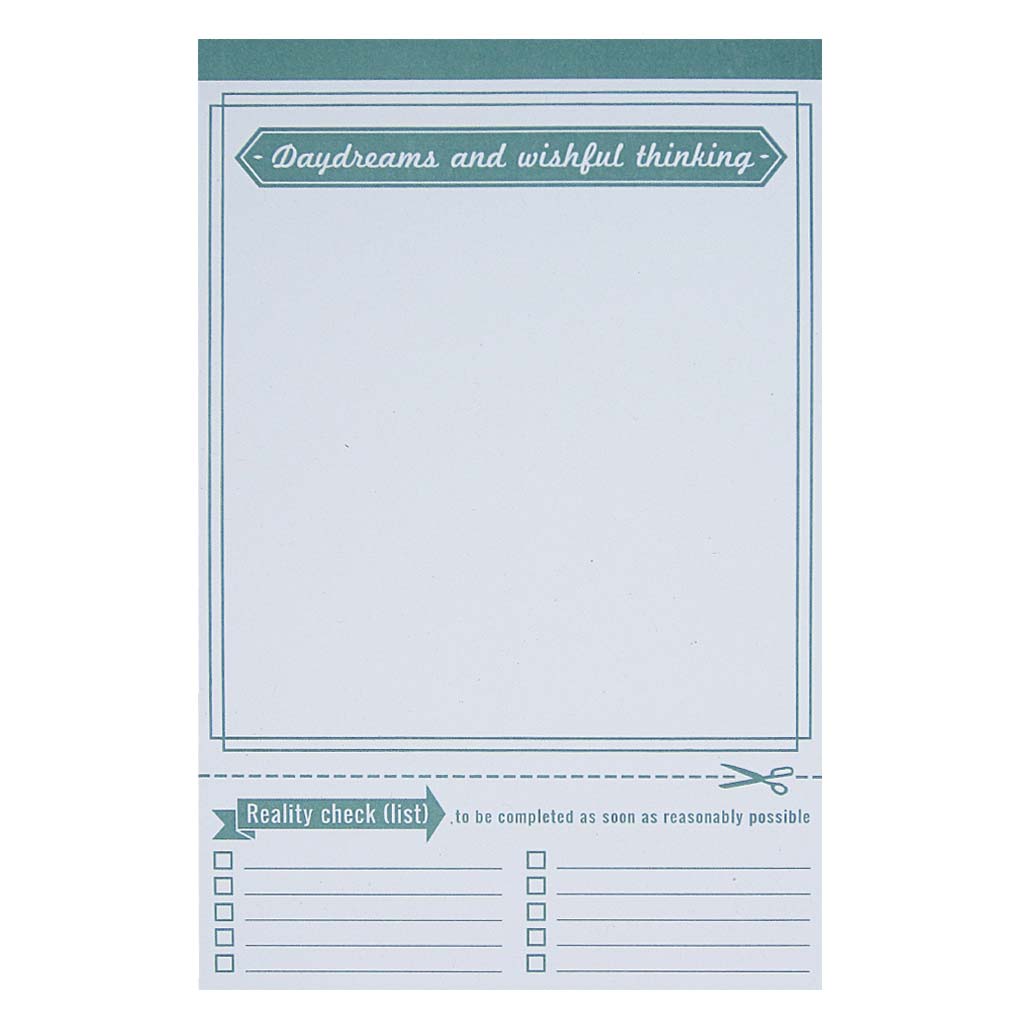 Do some daydreaming and wishful thinking with this handy notepad. Measures 5” x 8” and has approximately 50 pages of recycled paper.