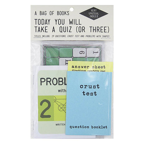 Time to use that brain and solve some puzzles. Contains 3 assorted books by artists Rebecca Dolen & Brandy Fedoruk. Titles include: 19 Questions, Problems with Shapes, and Crust Test.  By Rebecca Dolen & Brandy Fedoruk.