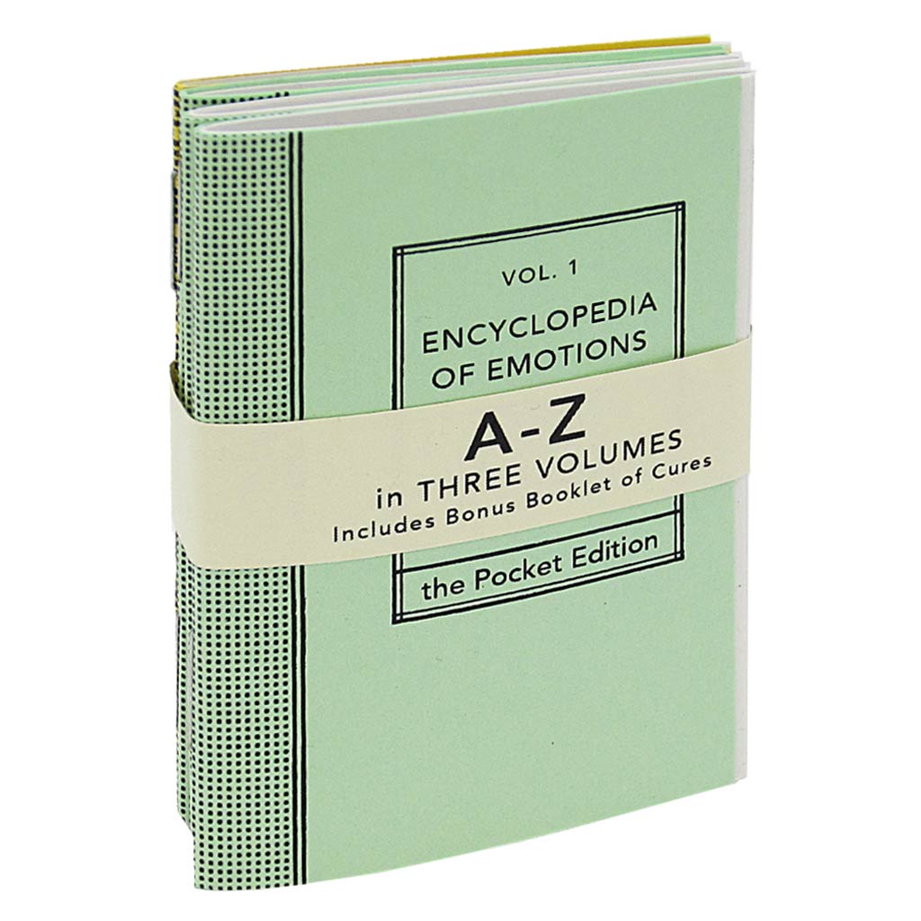 This 3 volume pocket sized A-Z Encyclopedia features every emotion imaginable and uses examples to help the reader decide if they are suffering. A book of Common Cures is also included as reference. It includes possible solutions to the potentially suffered emotions.