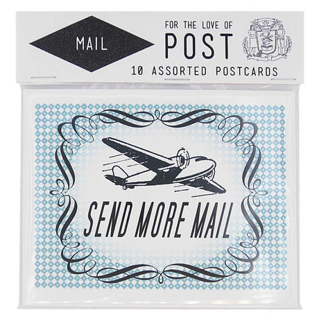 The best things arrive by post. Contains 10 postcards, 2 of each design. Postcards measure 4 ¼” x 5 ½”. 