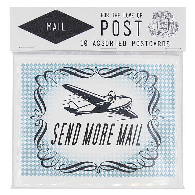 The best things arrive by post. Contains 10 postcards, 2 of each design. Postcards measure 4 ¼” x 5 ½”. 