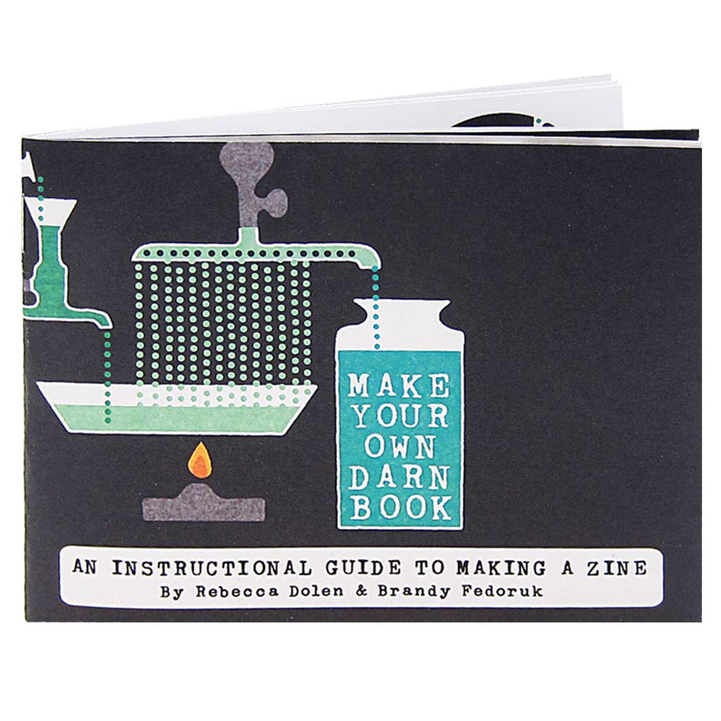 Make Your Own Darn Book is an instructional guide to little bookmaking. It breaks down the process into 10 easy steps from brainstorming to distribution. If you have always wanted to self publish something with the help of glue, tape and a photocopier, this book is for you.