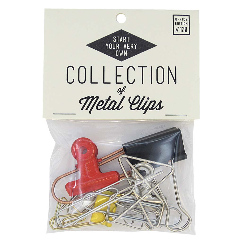 This little bag of clips will help you start your collection or add to any pre-existing one. Clips vary in shape and size. They are paper clips, bulldog clips and other metal clips of interest. Designed by The Regional Assembly of Text.