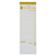 This tall handy notepad is perfect for all of your list making needs. It is long and narrow and has a mustard yellow checklist with the text “To Do List” up top and some check boxes. Measures 2½”x 8″ and has approximately 50 pages of recycled paper. Designed by The Regional Assembly of Text.