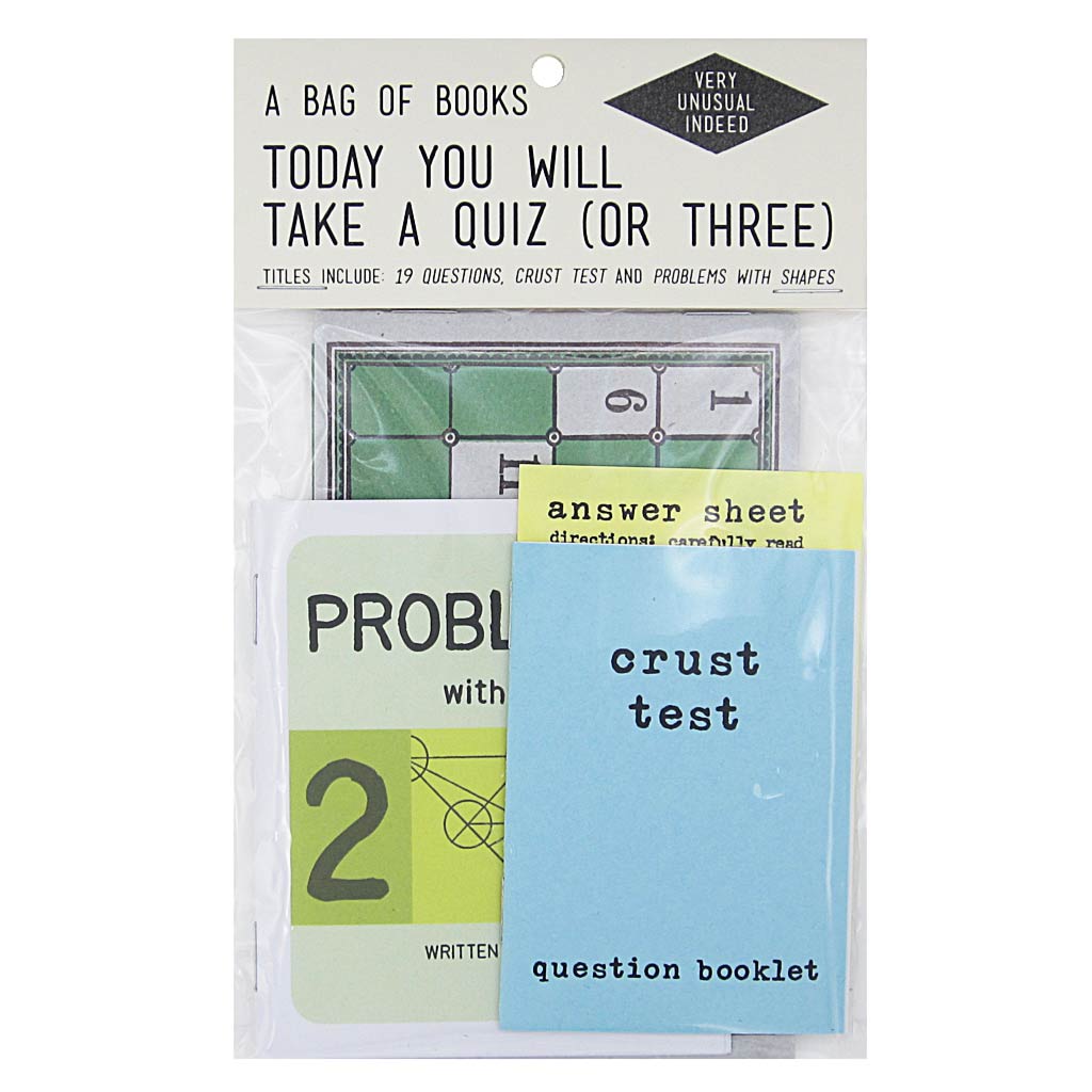 Time to use that brain and solve some puzzles. Contains 3 assorted books by artists Rebecca Dolen & Brandy Fedoruk. Titles include: ﻿19 Questions, Problems with Shapes, and Crust Test.  By Rebecca Dolen & Brandy Fedoruk.