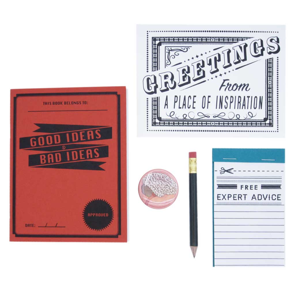 For that inspiring creative person you know and love. Includes a small notebook, postcard, button, tear away notepad & a tiny pencil. Comes neatly packaged in a muslin bag measuring 5" x 7".